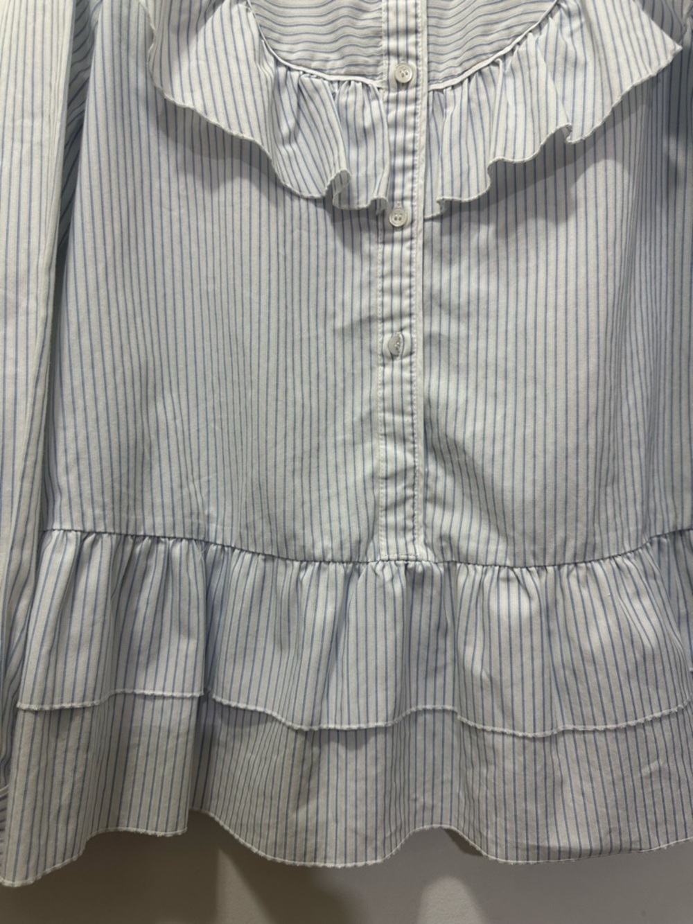 Madewell X Karen Walker Striped Ruffle Annie Shirt Sz M - Picture 4 of 9